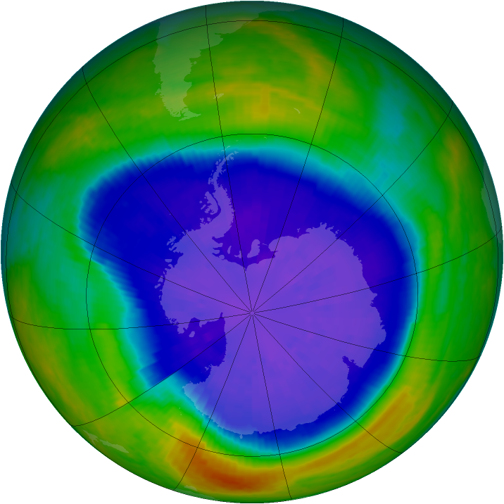 Antarctic ozone map for 16 September 2001